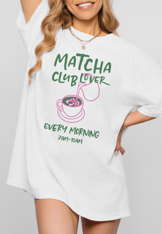 Matcha Club Lover 100% Cotton Oversized T-Shirt Gift For Him & Her