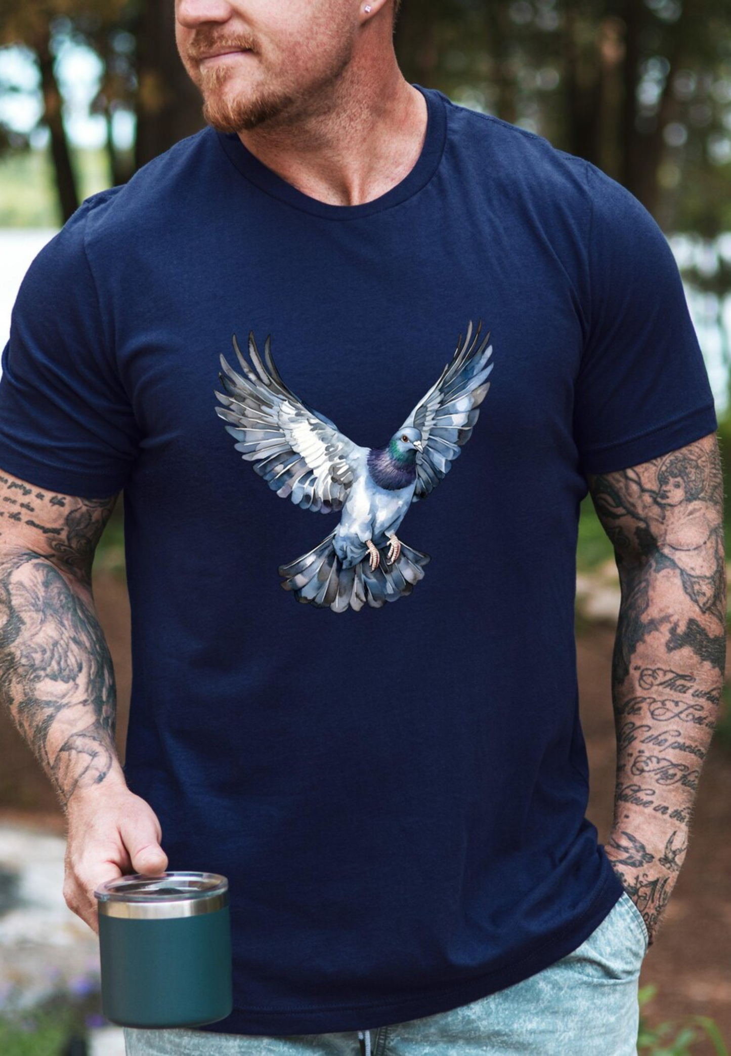 Pigeon Bird Graphic Oversized 100% Cotton T-Shirt