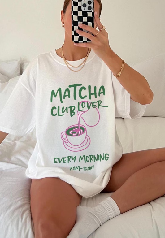 Matcha Club Lover 100% Cotton Oversized T-Shirt Gift For Him & Her