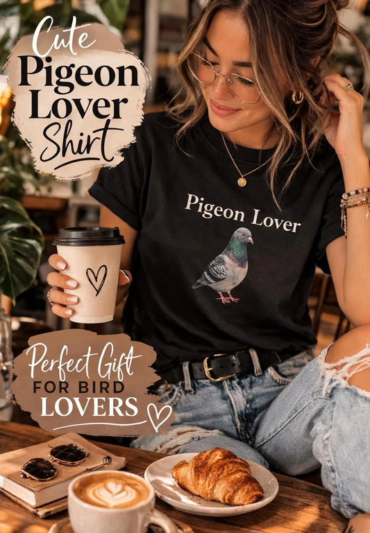 Pigeon Lover Minimalist Bird Graphic  Canvas Cotton - Premium Unisex T-Shirt