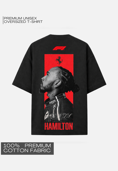 F1 EDITION - LEWIS HAMILTON BLACK UNISEX TERRY OVERSIZED T-SHIRT
