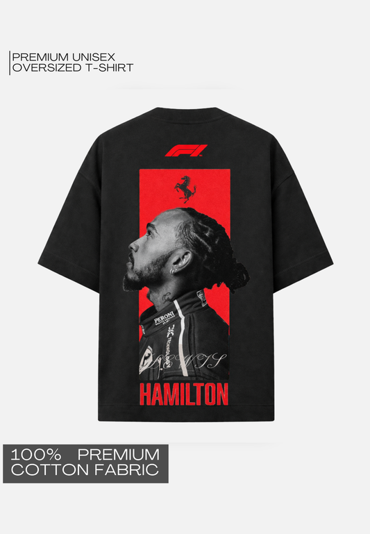 F1 EDITION - LEWIS HAMILTON BLACK UNISEX TERRY OVERSIZED T-SHIRT