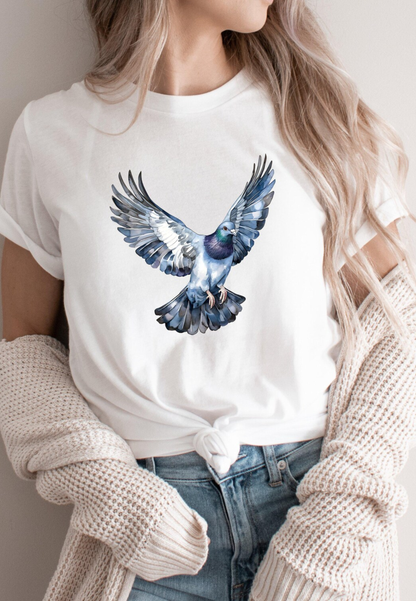 Pigeon Bird Graphic Oversized 100% Cotton T-Shirt