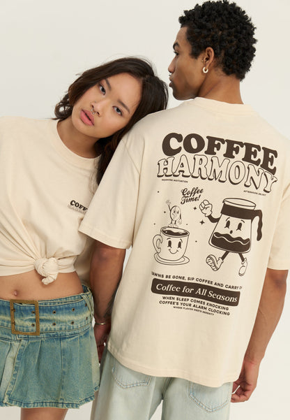 UNISEX Coffee Harmony REGULAR FIT TOP - Print T-shirt - Beige