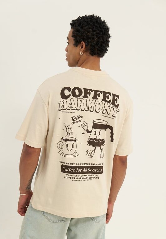 UNISEX Coffee Harmony REGULAR FIT TOP - Print T-shirt - Beige