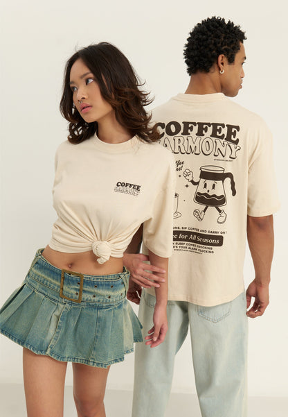 UNISEX Coffee Harmony REGULAR FIT TOP - Print T-shirt - Beige