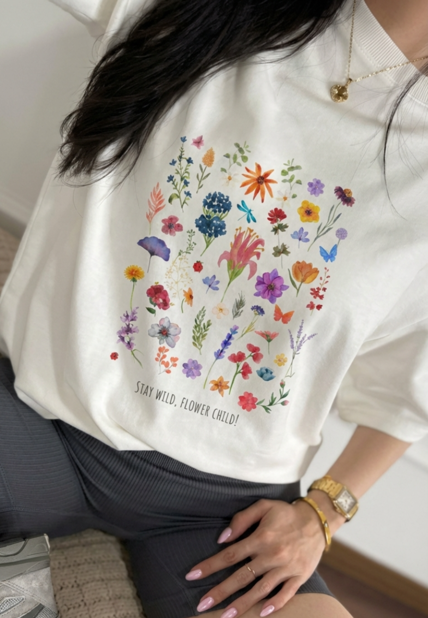 STAY WILD FLOWER CHILD T-SHIRT White