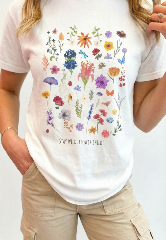 STAY WILD FLOWER CHILD T-SHIRT White